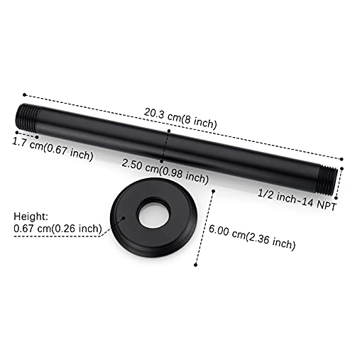 Anpean 8 Inch Shower Arm and Flange Matte Black, Ceiling Mounted Shower Arm for Rain Shower Head | The Storepaperoomates Retail Market - Fast Affordable Shopping