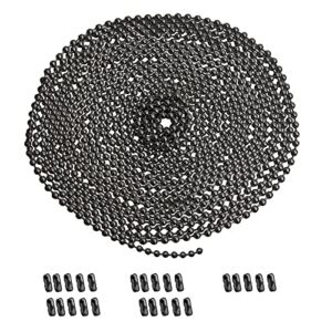 YeeBeny 192 Inch Fan Pull Chain Extension with 25 PCS Connectors, Metal Ceiling Fan Chain Connector, Stainless Steel Bead Chain(3.2mm Diameter) (Dark Gary)