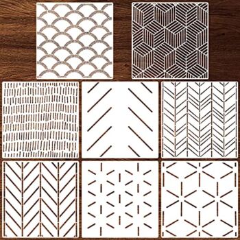 8 Pieces 12 x 12 Inch Herringbone Geometric Wall Stencil Modern Wall Stencils Wall Decor Reusable Film Decorative for Painting, Stencils for Walls, Wall Stencil Pattern (Simple Style) | The Storepaperoomates Retail Market - Fast Affordable Shopping