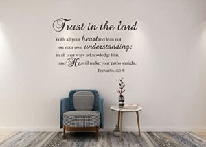 Bible Verse Prayer Wall Stickers, Trust in The Lord with All Your Heart .Proverbs 3:5-6 Christian Scripture Wall Decals, Quotes Religious Letters Wallpaper Mural for Livingroom
