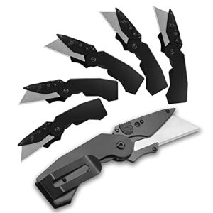 Lichamp 6-Pack Folding Utility Knifes Box Cutter, Quick Change Razor Knife Utility Pocket Construction Blade Knife, (Black, C6BK)