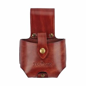 TOURBON Leather 30 ft Tape Measure Holder for Tool Belt (Brown – Large)