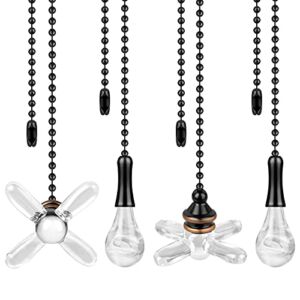 4 PCS Ceiling Fan Pull Chain, 2 Sets Pull Chain Extension with Connector Beaded Ball, Pull Chains for Ceiling Light Fan, Crystal Ceiling Fan Pull Cord Pendant
