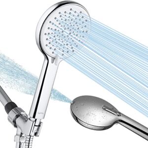 Luxsego High Pressure Shower Head with Handheld, 4 Spray Settings with Anti-Clogging Silicone Nozzles, 59″ Stainless Steel Hose and Adjustable Bracket, Built-in Powerful Jet to Clean Tub, Tile & Pet