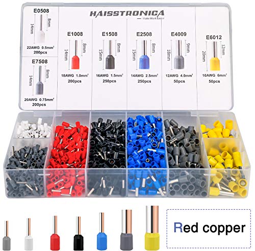 Ferrule Crimping Tool Kit,Haisstronica Self-Adjusting Hexagonal Wire Crimper Plier for AWG 23-10 with 1200PCS Red Copper Wire End Terminals,Ratchet Wire Crimping Tool-Wire End Ferrules | The Storepaperoomates Retail Market - Fast Affordable Shopping