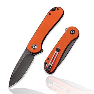 CIVIVI Folding Pocket Knife, 2.96″ D2 Blade G10 Handle, Elementum Liner Lock Flipper Knife with Deep Carry Pocket Clip for EDC C907Y (Orange)