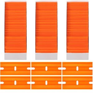 300 Pieces Plastic Razors Blades Plastic Blades Blade Double Edged Knife, Plastic Razor Blade Scraper with a Tip Slot Edge Blades for Removing Decals, Stickers, Clean Glass (Orange)