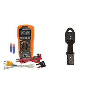 Klein Tools Digital Multimeter, Auto-Ranging, 600V MM400 & 69417 Rare Earth Magnetic Hanger, with Strap