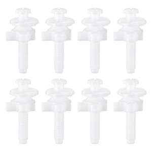Canomo Toilet Seat Replacement Part Includes Plastic Toilet Seat Hinge Bolt Screws with Plastic Nuts and Washers for Fixing the Top Toilet Seat, White (8 Pieces), 2.56 Inches