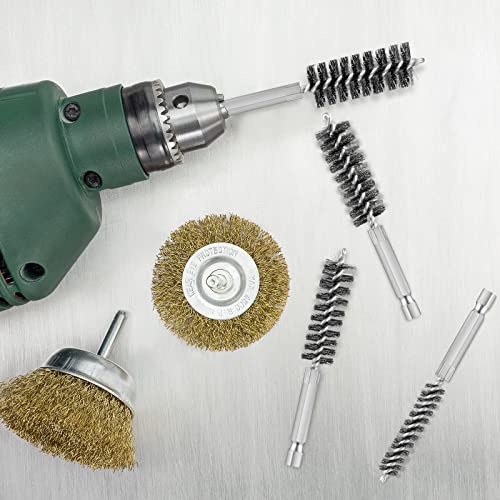 6 Pieces Stainless Steel Bore Brush in Different Sizes Twisted Wire Stainless Steel Cleaning Brush with Handle 1/4 Inch Hex Shank for Power Drill Impact Driver, 4 Inch in Length | The Storepaperoomates Retail Market - Fast Affordable Shopping