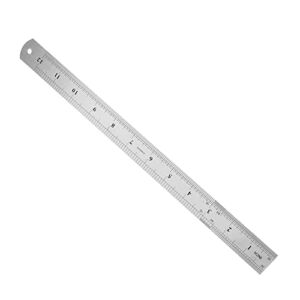 Hegebeck Stainless Steel Metric/Inch Straight Ruler 30cm/12 Inch Double Sided Scale Metal Straight Edge Ruler Measuring Tool 1 Pcs