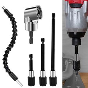 GLBloomy Screwdriver Attachment, 105 Degree and Right Angle, Flexible Shaft Extension Tool, 360 Degree Rotatable, Self-locking Extension Rod.