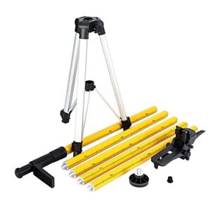Laser Level Pole with Adjustable Mount 5/8”&1/4” thread, Telescoping tripod pole 12FT/3.7M with Tripod and for Rotary and Line Lasers (MET-SP6 Pole With Tripod)