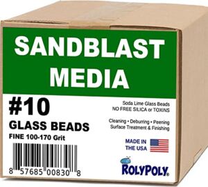 Sandblasting Media Glass Beads #10 (10 LBS) 100-170 Grit for Sandblaster Abrasive, Blasting Gun, Sand Blast Cabinet