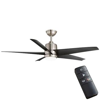 Hampton Bay Mena 54 in. White Color Changing Integrated LED IndoorOutdoor Brushed Nickel Ceiling Fan with Light Kit and Remote | The Storepaperoomates Retail Market - Fast Affordable Shopping
