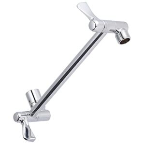 Voolan 11 Inch Shower Extension Arm with Lock Joints, Adjustable Height and Angle, Premium Solid Brass Anti-leak (Chrome)