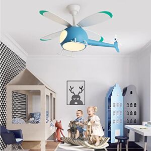 CHANFOK Kids Ceiling Fan with Light for Bedroom, Indoor Decorative helicopter Ceiling Fan for kids Gift – Modern LED Multi-Speed Timing with Remote Control