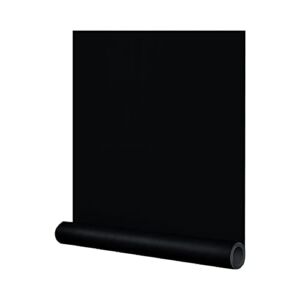 24″x394″ Black Wallpaper Black Peel and Stick Wallpaper Solid Black Matte Textured Self Adhesive Removable Thick Vinyl Embossed Film Roll for Cabinets Wall Decoration FUKU MON