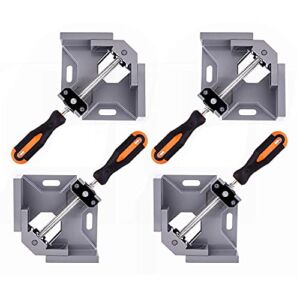 WYQYQ 4pcs Corner Clamp – Right Angle Clamp 90 Degree Wood Clamps For Woodworking, With Adjustable Swing Jaw Aluminum Alloy Frame Clamps, For Welding, DIY Woodworking.