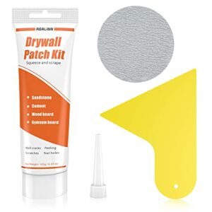 REALINN Drywall Patch Kit – Wall Mending Agent, Easy to Repair Wall Crack, Dent and Nails Hole, Cover Graffiti and Stain, Repair Paste for Wall, Wood, Cement, Plaster Surface – 120g x 1 Pcs