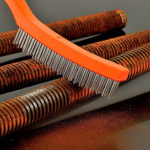 Wire Brush Set,Heavy Duty Carbon Steel and Stainless Steel Wire Scratch Brush for Cleaning Rust with 10″ Curved Plastic Handle,2 PCs | The Storepaperoomates Retail Market - Fast Affordable Shopping
