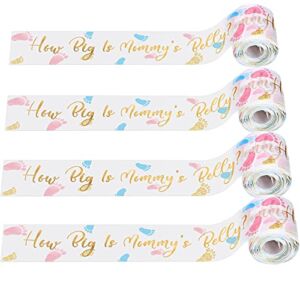 4 Rolls Baby Tape Measure Game Belly Measuring Tape 2 Inch x 148 Feet Baby Shower Measure Tape Tummy Measuring Tape Game Tummy Measuring Tape for Baby Shower Party Favors Measure Tape Game Supplies