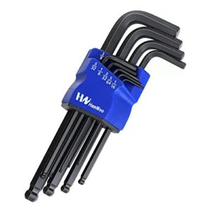 HamWoo 9 Piece by 1/16 to 3/8 in. L-Shaped,Ball End and Longer Arm Hex Key Wrench Set