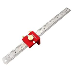 12 Inches Ruler Positioning Block Wooden Woodworking Line Locator Stop Block DIY Measuring Tool with 12in Steel Ruler Woodworking Ruler Set