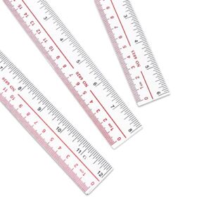 3 Pack Two-Color Scale (inch, cm)Plastic Ruler Set Straight Ruler Plastic Measuring Tool for Student School Office (6 inch Ruler,8 inch Ruler, 12 inch ruler/15,20,30cm)
