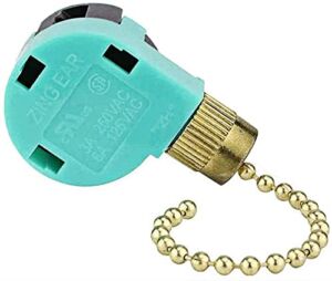 Zing Ear Brass Ceiling Fan Switch 3 Speed 4 Wire Pull Chain Zipper Switch Control ZE-268S6 Replace 3 Speed Control Switch Ceiling Fans, Lamps, Wall Lamps, Cabinet Lights (1)