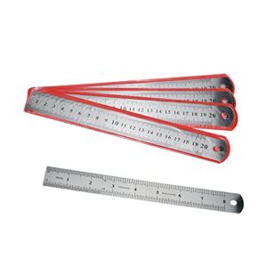 HONJIE 5Pcs Stainless Steel Ruler 20cm/8 Inch,Inch/Metric Graduations Ruler, Mm Ruler, Metal Ruler