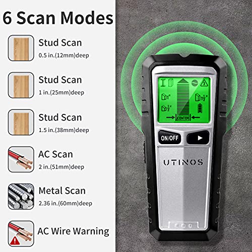 UTINOS Stud Finder Wall Scanner 5 in 1 Multi-function Upgraded Smart Stud Sensor, with AC Wire Warning for Locating Center & Edge of Studs or Metal and AC Wire Detection | The Storepaperoomates Retail Market - Fast Affordable Shopping