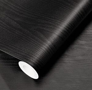 17.71″ x400″Black Wood Wallpaper Peel and Stick Film Black Contact Paper Self Adhesive & Removable Wallpaper for Countertop Furniture Kitchen Cabinet Vinyl Wallpaper Thickening Upgrade Easy to Clean