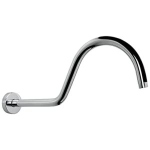 NearMoon Shower Head Extension Arm with Flange – S Shaped High Arc Gooseneck Long Shower Extender Pipe, Perfect for Rainfall Shower Head – Bathroom Accessory,16 Inch (Chrome Finish)