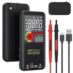 SUETTLA S11 Smart Multimeter Rechargeable Digital Multimeter Tester Auto-Ranging Voltmeter Measures Voltage Resistance Continuity Capacitance Frequency NCV Live Wire Detector 9999 Counts