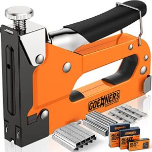 GOEHNER’S Staple Gun – 3 in 1 Heavy Duty Stapler with 3000 Staples, Pressure Adjustment Manual Staple Gun with Soft Rubber Handle for Upholstery, Wood, Crafts, Carpentry, Furniture,DIY etc