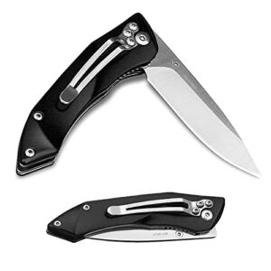 Harita Pocket Knife Folding, 8cr13mov Stainless Steel Blade and Aluminum Handle EDC Tool Knife Tactical Knife, Great for Camping Hunting Hiking, with Safety Liner-Lock and Belt Clip (Black)