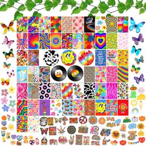 133PCS Indie Room Decor Indie Wall Photo College Kit,Y2k Kidcore Hippie Trippy Grunge Room Decor Aesthetic 55 Indie Images 60 Indie Stickers 5 Indie CD 1 Plants Vine for Teen Girls Students Room Decor