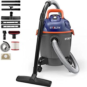 STEALTH Wet/Dry Vacuum 5 Gallon, 5.5 Peak HP Shop Vacuum with Blower & Drain Port for Home, Garage, Car, Workshop,EMV051
