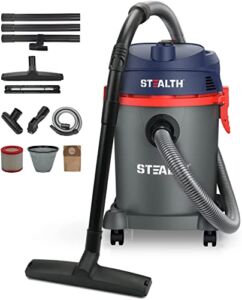 Stealth 6 Gallon Wet Dry Vacuum, Powerful 5.5 Horsepower Motor, 3 in 1 Multifunctional Shop Vacuum with Blower, Portable Vacuum Cleaner Ideal for Home, Garage, Basement, Workshop, EMV052