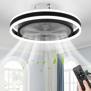 Ceiling Fan with Lights Remote Control, 20″ Modern Dimmable Ceiling Fan Light, 3 Color Dimmable, 72W Low Profile Flush Mount Ceiling Fan, 3 Files Timing LED Lights with 8 Blades