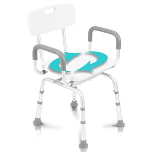 Vive Swivel Shower Chair with Arms and Back – Small, Narrow, Medical, Universal Bath Tub Transfer Bench – Safe Adjustable Handicap Stool, Inside Bathtub Bathroom Rotating Safety Sliding