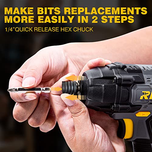 Impact Driver Kit, 180Nm(1600In-Lbs) 20V Cordless Impact Drill Driver Set 1/4″ All-Metal Hex Chuck 0-2800RPM Variable Speed, 2.0Ah Li-ion Battery & 1H Fast Charger, 25 Pcs Driver Bits and Tool Bag | The Storepaperoomates Retail Market - Fast Affordable Shopping