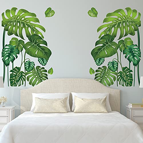 Large Green Leaf Wall Decals Tropical Plant Leaves Wall Decal Peel and Stick Removable Monstera Leaf Window Stickers for Kids Bedroom Living Room Nursery Playroom Holiday Jungle Party Decor Supplies | The Storepaperoomates Retail Market - Fast Affordable Shopping