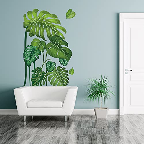 Large Green Leaf Wall Decals Tropical Plant Leaves Wall Decal Peel and Stick Removable Monstera Leaf Window Stickers for Kids Bedroom Living Room Nursery Playroom Holiday Jungle Party Decor Supplies | The Storepaperoomates Retail Market - Fast Affordable Shopping
