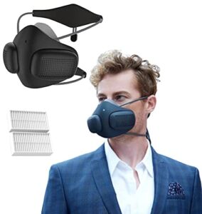 ATMOBLUE Electric Mask – Dual Air Fans Mask with HEPA Filter – Lightweight Silicone Seal Forms to Face – Only Dual Fan Mask – 3 Speed Settings with Patented Head Strap