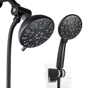 7-spray High-Pressure Shower Head with Handheld Spray Combo, 5-inch Face Rain Shower, 3-way Water Diverter, Adhesive Shower Head Holder, Hand Shower with Extra-Long 6.6 ft. Hose, Oil-rubbed Bronze