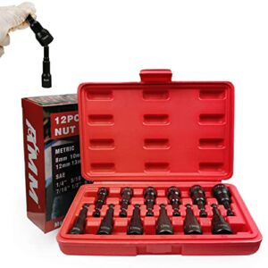 AMM 12-Piece Magnetic Hex Nut Driver Sets，1/4” Hex Head Drill Bit Set，Metric and SAE，The best tool gift for friends and family