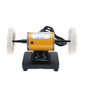 LuckyHigh Electric Dual 4-1/4″ Polisher Buffer Bench Top Machine Variable Speed Mini Jewelry Bench Polisher for Jewelry, Wood, Silver, Amber Polishing