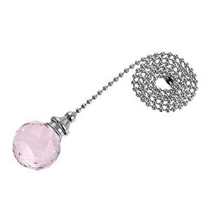 uxcell Ceiling Fan Pull Chain, 20 Inch Nickel Finish Chain Ornament Extension, 30mm Pink Crystal Ball Pendant